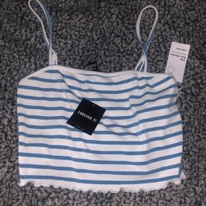 White and blue striped tank top